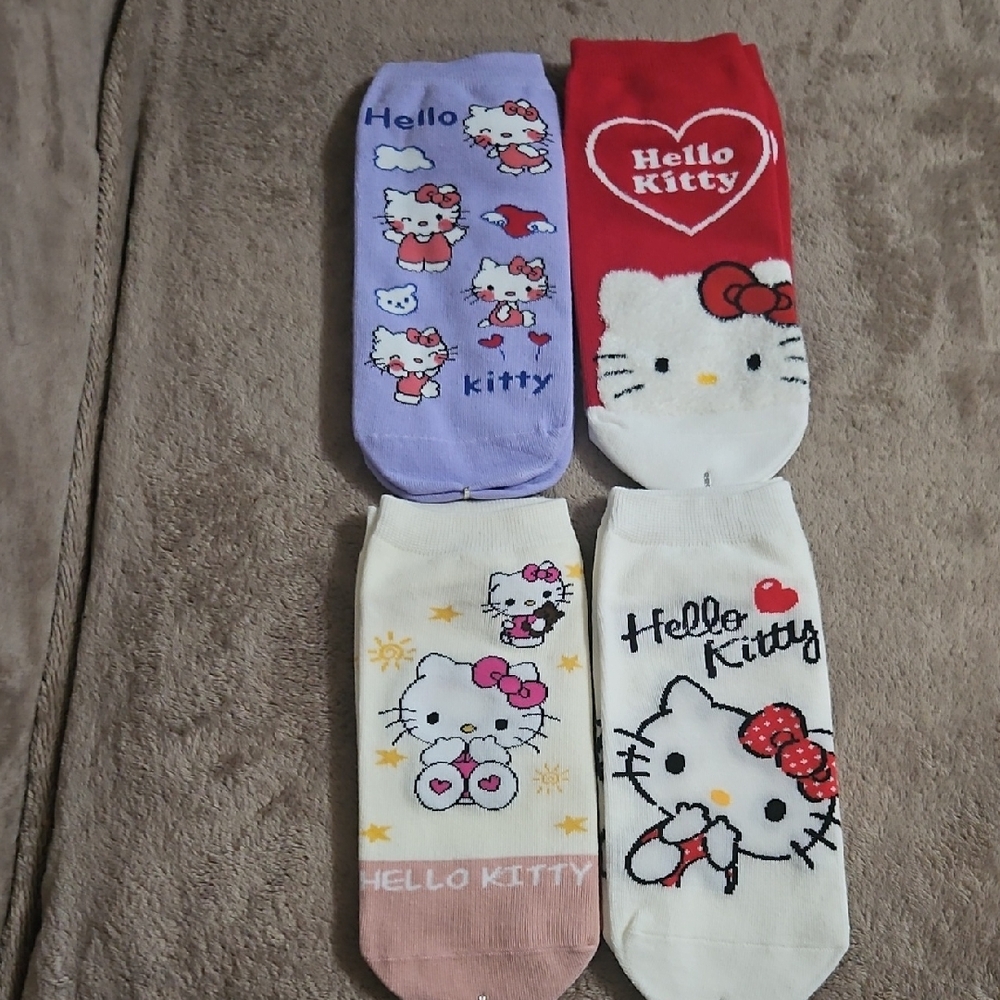 4 Pck Hello Kitty Ankle Socks